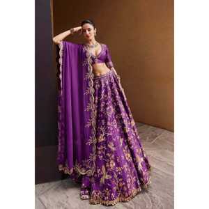 Belles paillettes Zari & Dori Work Lehenga Choli pour les fêtes indiennes et pakistanaises pour les célébrations traditionnelles - Product Image 4