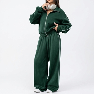 <b>Women</b> <b>Fleece</b> Tracksuit Two Piece Hoodie <b>Jogger</b> Pants Warm Winter Casual Sportswear Matching Set Custom Private Label - Product Image 5