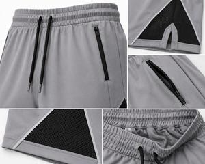 Pantalones Cortos Deportivos Grises para Hombre con Paneles de Malla Negra, Cierre con Cordón, Secado Rápido, Transpirables, Ecológicos, Ajuste Atlético - Product Image 4