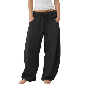 Fashion Women's Hip Hop Winter Baggy Leg Sweatpants <b>Drawstring</b> <b>Trousers</b> Elastic Waist Wide Leg 100% Cotton Streetwear Pockets - Product Image 6