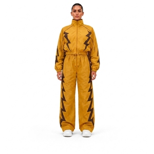 Nylon Black Full Sports Tracksuit <b>Set</b> with Athletic Jacket and Pants for Training Fitness Running Gym Workout and Outdoor Wear - Product Image 1