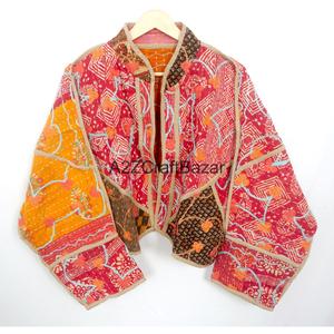 New Style Boho Indian <b>Kantha</b> Handmade Quilted Eco-Friendly Breathable Cotton <b>Jacket</b> Women's Spring Gift - Product Image 1