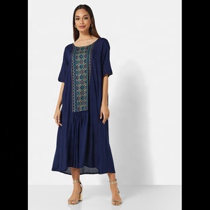 Elegante caftán indio tradicional para adultos, Vestido corto para mujer, estilo con gracia, tela viscosa de diseño étnico - Product Image 3