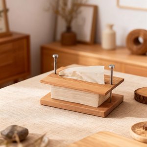 Porte-boîte à mouchoirs en bois minimaliste réglable pour la maison, le bureau, la décoration de restaurant, boîte de rangement pour mouchoirs en bois naturel fait à la main - Product Image 2