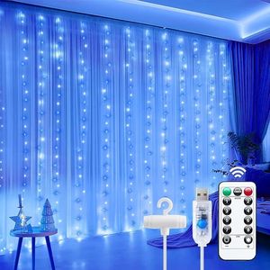 300 LED Dimmable Curtain <b>Lights</b> 8 Modes Fairy <b>String</b> <b>Lights</b> with Remote Timer USB Powered for Room Wall Party & Xmas Decorations - Product Image 1