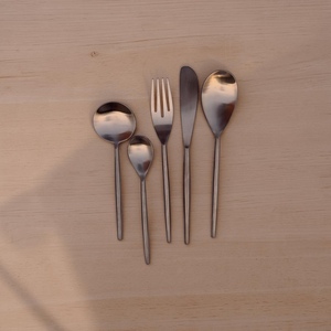 Minimalist Metal Cutlery Set Mirror Finish Long Handle Durable Travel <b>Spoon</b> Fork Knife - Product Image 1