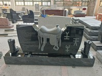 Designs modernes Tombes Personnalisé Chine Noir Granit Cimetière Sculpté Cheval Selle Pierres Tombales Pierre Tombale Mémorial Pierre Gravale