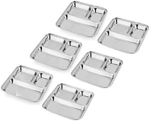 Assiette de service en acier inoxydable à 5 compartiments BB Wholesale / Plateau repas en acier inoxydable à compartiments - Product Image 1