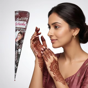 Cône de henné traditionnel 100 % naturel, pâte lisse prête à l'emploi pour mariages, festivals et motifs artistiques sur les mains - Product Image 2