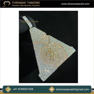 SHRAMAN JEWELS Collar Unisex HipHop de Plata 925 con Colgante Geométrico Triangular Chapado en Rodio de Dos Tonos y Moissanita Helada - Product Image 4