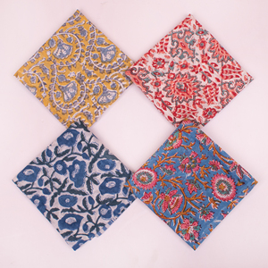 Organic Block Printed Cotton Bandana Multicolor Floral Neck Scarf Unisex Bohemian Style <b>Head</b> <b>Wrap</b> - Product Image 4