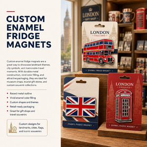Aimants de réfrigérateur en métal personnalisés en gros avec design de drapeau émaillé, badge magnétique souvenir pour cadeaux promotionnels - Product Image 6