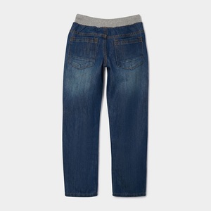 Jeans de mezclilla ajustados y modernos para niño, con cintura con cordón, lavado a la piedra medio, estilo casual de largo completo, venta al por mayor, suministro OEM de Bangladesh - Product Image 3