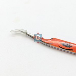Pince à épiler courbée à pointe fine en acier inoxydable Gray Rocks, manche rouge, pour extensions de cils et épilation du visage - Product Image 5