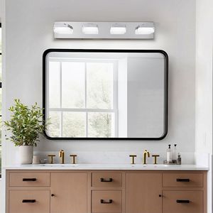 Applique murale LED chromée moderne à 4 lumières, design élégant et minimaliste, économe en énergie pour miroir de salle de bain, facile à installer - Product Image 3