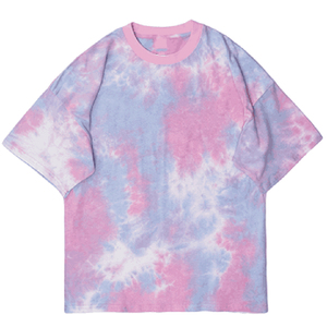 เสื้อยืดผู้ชายผ้าฟลีซคอตตอน 100% คุณภาพสูง ขายส่ง ทรงหลวม ลายมัดย้อม พร้อมโลโก้ที่ปรับแต่งได้ - Product Image 3