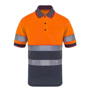 Polo à manches courtes haute visibilité pour homme, jaune et bleu marine avec bandes réfléchissantes, vêtements de travail - Product Image 3