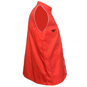 Gilet sans manches rouge pour homme avec col montant, vêtement d'extérieur formel, couleur unie, tissu tissé - Product Image 2