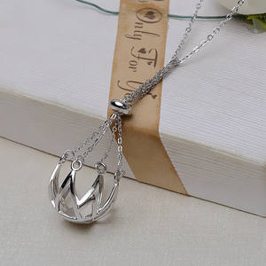 จี้เงินแท้ S925 พร้อมถาดเปล่าแบบไม่เจาะรู สำหรับสร้อยคอผู้หญิงขนาด 12-14 นิ้ว 3242 อุปกรณ์ DIY ชุดฐานสำหรับไข่มุก - Product Image 4