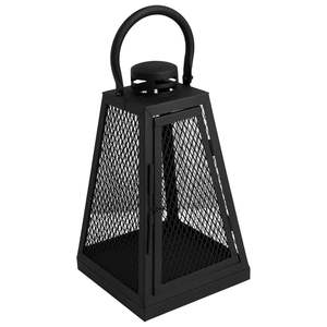 Black Metal Rectangular Lantern <b>Candle</b> <b>Holder</b> Home Decoration Durable Outdoor Indoor Use - Product Image 4