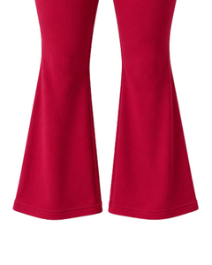 <b>Red</b> 2 Piece Yoga Set <b>Crop</b> <b>Top</b> High Waist Flared Calf-Length Pants Seamless Solid Color Sportswear 2026 New Design - Product Image 5