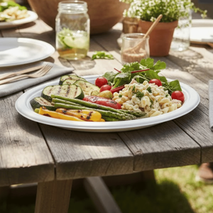 Platos de Bagazo Compostables Premium de 9 Pulgadas |   Platos Desechables Redondos Biodegradables de Caña de Azúcar |   Platos Ecológicos para Fiestas y Cenas - Product Image 5