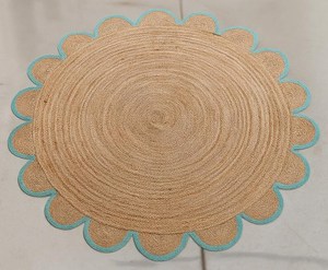 พรมปูพื้นสไตล์โบโฮทำมือจากเส้นใยปอกระเจา ขอบหยักเป็นลอน ตกแต่งห้องนั่งเล่นหรือห้องนอนสไตล์เรียบง่ายแต่หรูหรา - Product Image 6