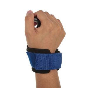 Protège-mains en cuir noir avec sangle bleue pour l'entraînement, équipement de fitness en gros - Product Image 2