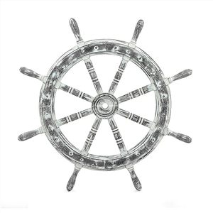 Volant de bateau en bois fait main de haute qualité, à suspendre au mur, avec centre en laiton poli à six branches, style antique, décoration intérieure - Product Image 5