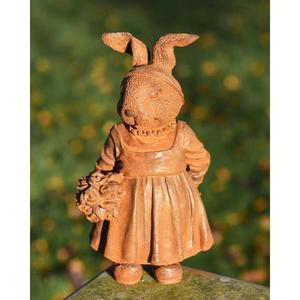 Statue de lapin rustique faite à la main avec fleurs, décoration extérieure, style simple, pour jardin, pelouse, figurine - Product Image 4