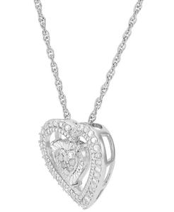 Collana con ciondolo a doppio cuore di diamanti (1/4 ct. T. w.) in argento Sterling, estensore da 16 "2" | Macacy's - Product Image 3