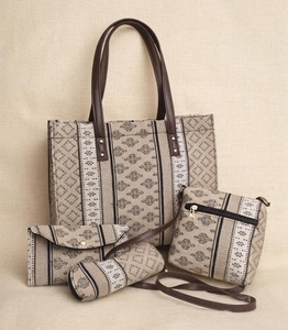 Ensemble de sacs à main pliables légers en tissu jacquard à motifs ethniques faits à la main, 4 pièces : sac fourre-tout, sac bandoulière, sac à rabat, portefeuille - Product Image 2