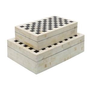 Handcrafted Bone Inlay Decorative <b>Storage</b> Box Set with Black and Ivory Chevron Arrow Pattern Rectangular Jewelry Organizer Boxes - Product Image 6