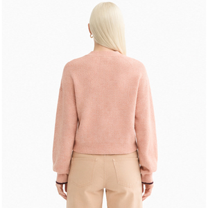 Suéter Casual de Punto Rosa para Mujer 2026, Cuello Redondo, Manga Larga, Corte Recortado, Otoño, 100% Acrílico, Anti-Pilling - Product Image 2