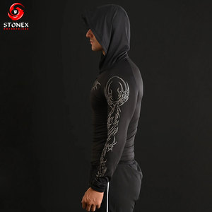 Custom Men's <b>Hooded</b> Compression <b>T</b> <b>Shirt</b> <b>Long</b> <b>Sleeve</b> Gym Fitness Workout Quick Dry Athletic Sports Hoodie OEM Services - Product Image 3