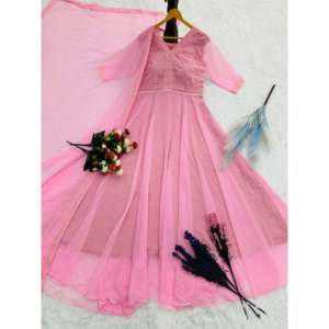 Robe Anarkali de créateur pour les fêtes, broderie Chikankari, robes de soirée élégantes - Product Image 2