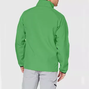 <b>Men's</b> <b>Green</b> Soft Shell <b>Jacket</b> Stand Collar Zip Fly <b>Waterproof</b> Hooded Outdoor Regular Fit Pockets Summer Wear Polyester/Nylon - Product Image 2