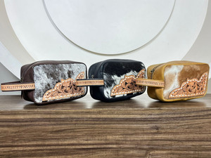 กระเป๋าเครื่องสำอางพกพาหนังวัวความจุขนาดใหญ่ - Product Image 5