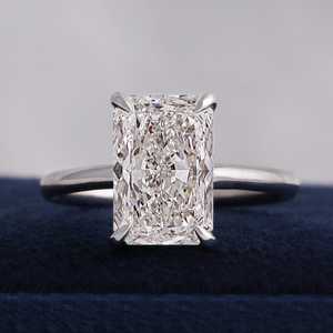 Glamour Choice Womens 925 Sterling <b>Silver</b> Classic Pave Setting Radiant Cut 3 Ct Lab Grown Diamond Engagement Wedding Ring - Product Image 1
