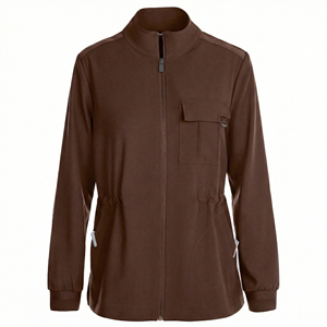 Wholesale Price Professional Scrub Jacket Cinch Waist <b>Mock</b> <b>Neck</b> plus Ribbed Cuffs Customizable Medical Uniforms Scrub Jackets - Product Image 2