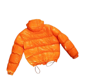 OEM High Quality Shiny Nylon Puffer <b>Jacket</b> Custom Logo Windbreaker <b>Jacket</b> Hooded Heavyweight Winter Puffer <b>Jacket</b> - Product Image 4