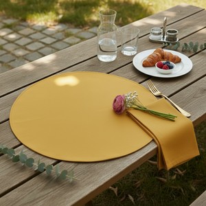 Premium Yellow Cotton <b>Round</b> Placemat Handmade Dining <b>Table</b> <b>Mat</b> for Home Hotel Restaurant and Kitchen Decor Fully Customisable - Product Image 1