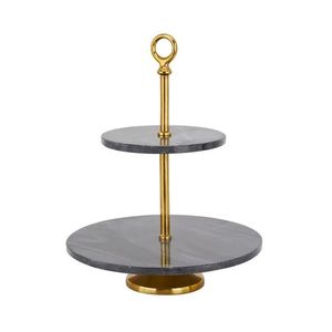 Luxury Handmade 2-Tier Round <b>Marble</b> <b>Cake</b> <b>Stand</b> Multi-Layer Dessert Display Pedestal for Wedding Birthday Party Home Hotel - Product Image 2