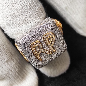 Custom 925 Sterling Silver VVS Moissanite Initial <b>Ring</b> Iced Out Square <b>Signet</b> Name <b>Ring</b> Two Tone Gold Plated Mens Hip Hop <b>Ring</b> - Product Image 6