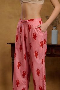 Ensemble de pyjama pour femmes en coton 100% imprimé homard rose, doux, respirant, vêtements de nuit pour l'été et le printemps, vêtements de détente, ODM - Product Image 4