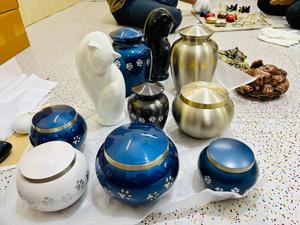 Pet Cremation <b>Urns</b> White Blue Silver Paw Print Design Customizable for <b>Cats</b> Dogs / Bulk Manufacturer Of Pet <b>Urn</b> Wholesale - Product Image 6