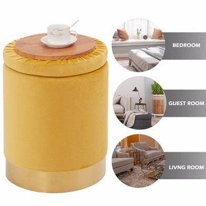 Pouf contenitore moderno in velluto da 23Qt, multiuso, poggiapiedi, sgabello con base in metallo per cucina, sgabello da toeletta, sedia, poggiapiedi - Product Image 2