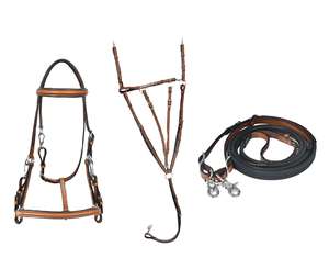 Conjunto de Brida para Caballo de Resistencia Personalizada, con Riendas de Goma, Cabezal Acolchado de Cuero, Cómodo y Duradero para Equitación - Product Image 1