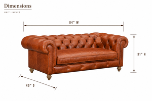 Genuine Leather <b>Chesterfield</b> Sofa Three Seat Tufted Back Rolled Arm Midcentury Modern Eco-Friendly Sofa <b>Bed</b> Workshop School Park - Product Image 2