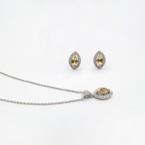 Juego de Pendientes y Colgante de Plata de Ley 925 con Citrino Natural, Chapado en Rodio, Joyería Fina OEM ODM - Product Image 1